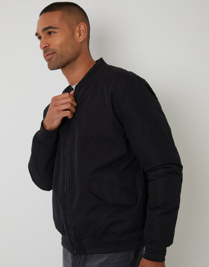 Black Padded Bomber Jacket