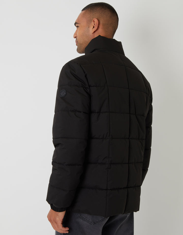 Black Padded Funnel Neck Jacket