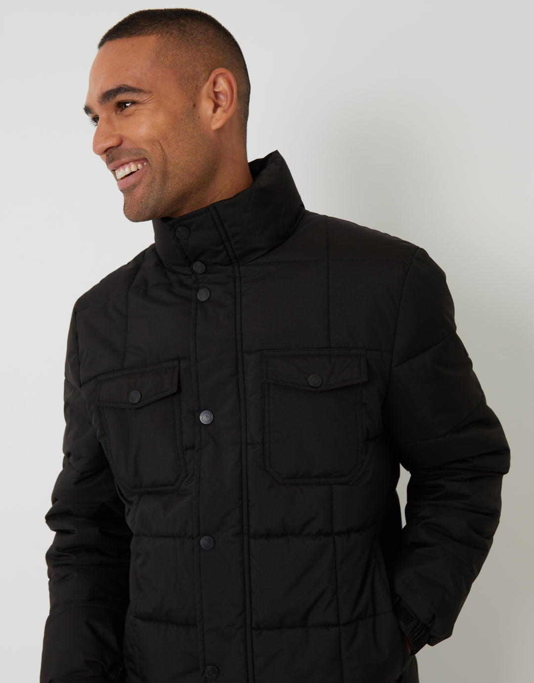 Black Padded Funnel Neck Jacket
