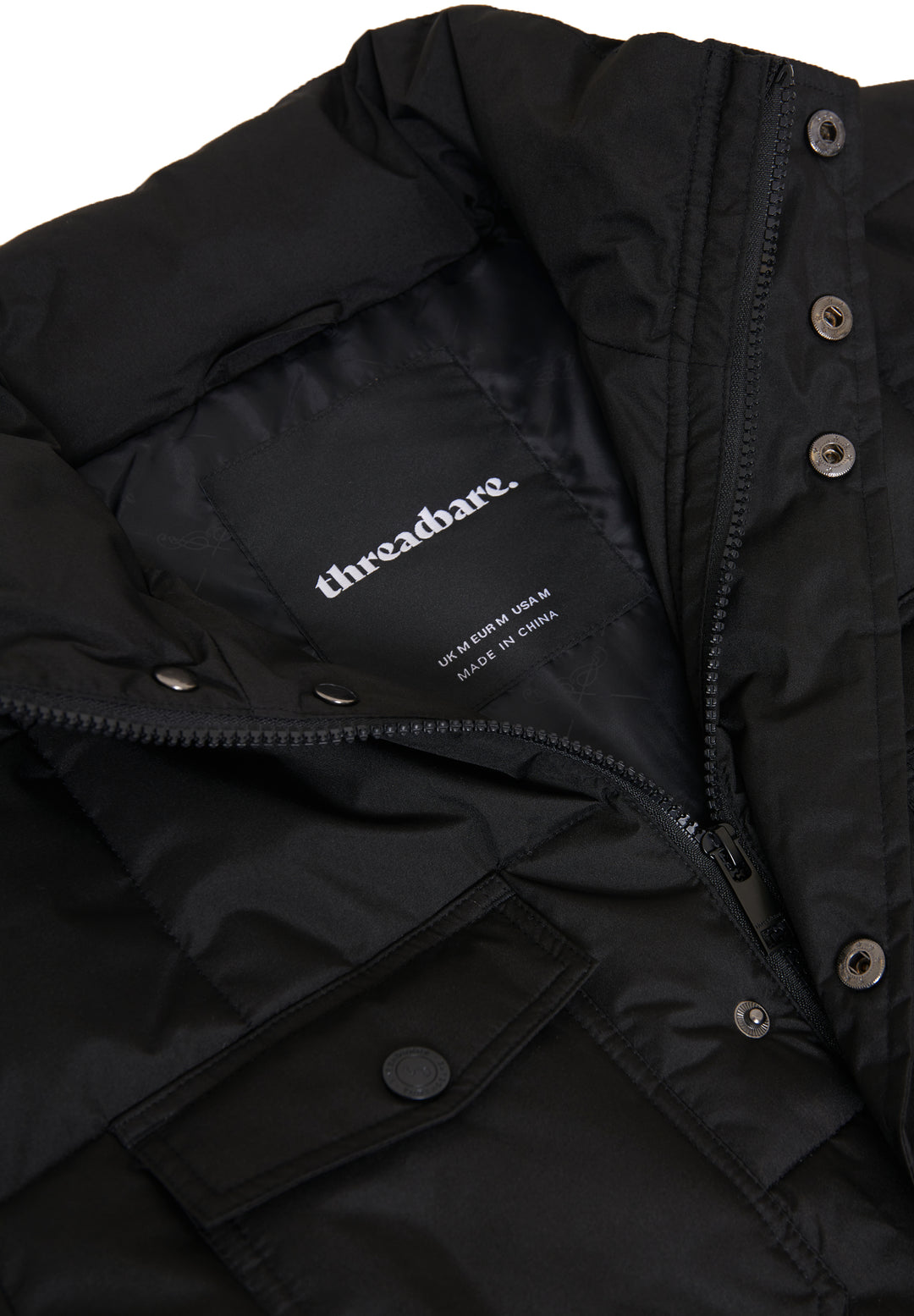 Black Padded Funnel Neck Jacket