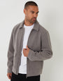 Taupe Faux Wool Collared Lightweight Utility Jacket