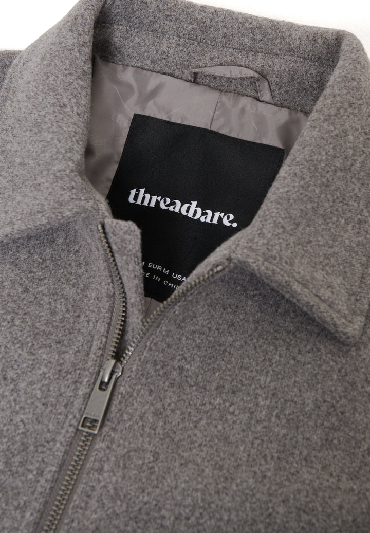 Taupe Faux Wool Collared Lightweight Utility Jacket