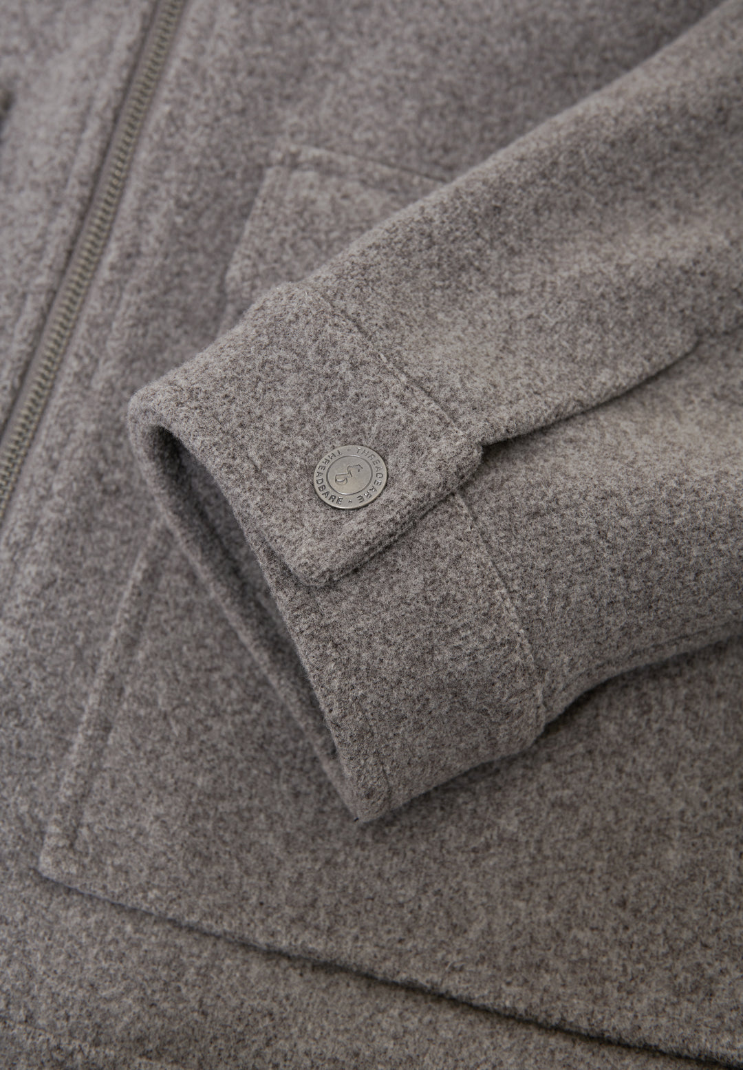 Taupe Faux Wool Collared Lightweight Utility Jacket