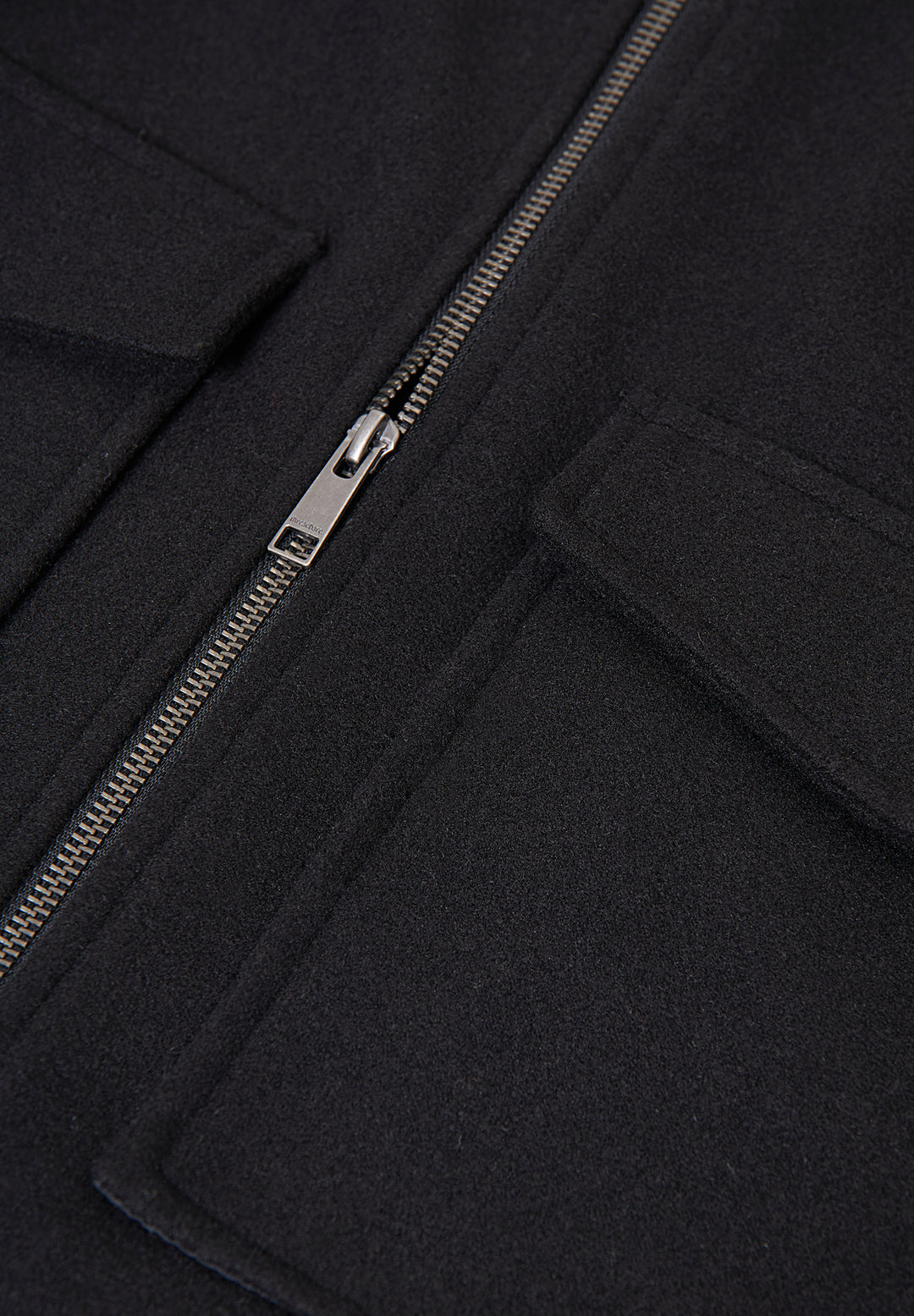 Black Faux Wool Collared Lightweight Utility Jacket