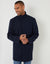 Navy Longline Faux Wool Funnel Neck Coat