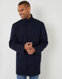 Navy Longline Faux Wool Funnel Neck Coat