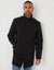 Black Longline Faux Wool Funnel Neck Coat