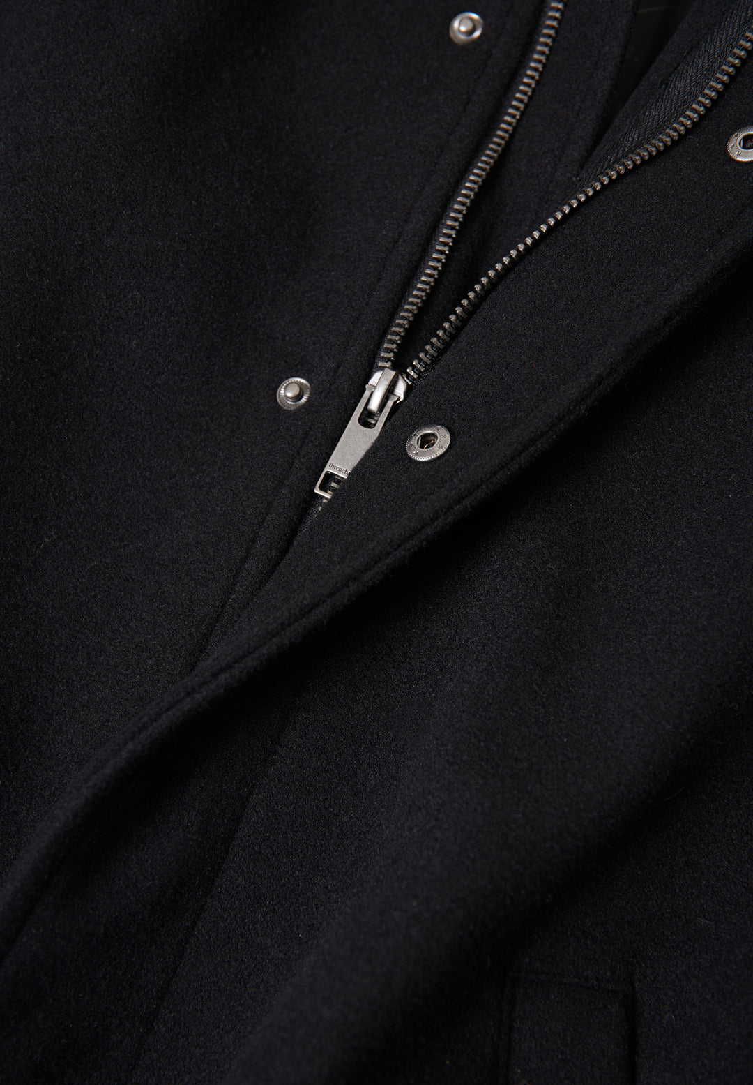 Black Longline Faux Wool Funnel Neck Coat