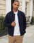 Navy Faux Wool Bomber Jacket