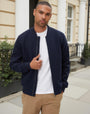Navy Faux Wool Bomber Jacket