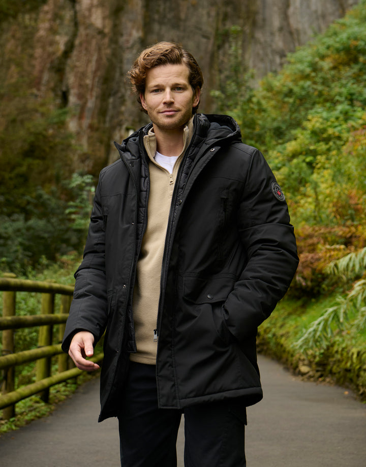 Black Mock Inner Longline Utility Coat