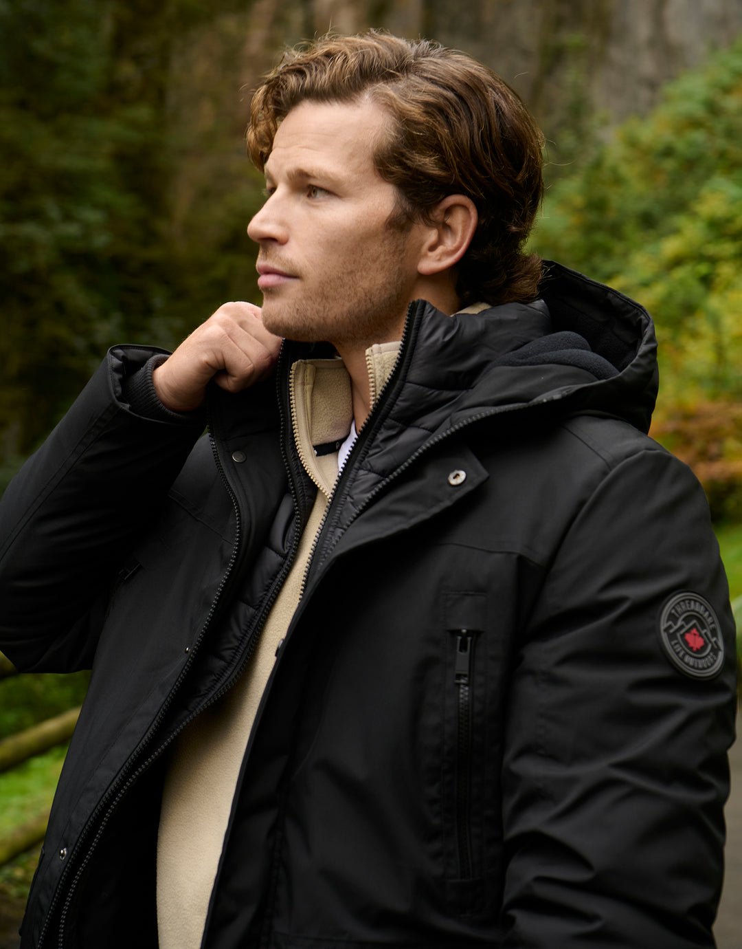 Black Mock Inner Longline Utility Coat