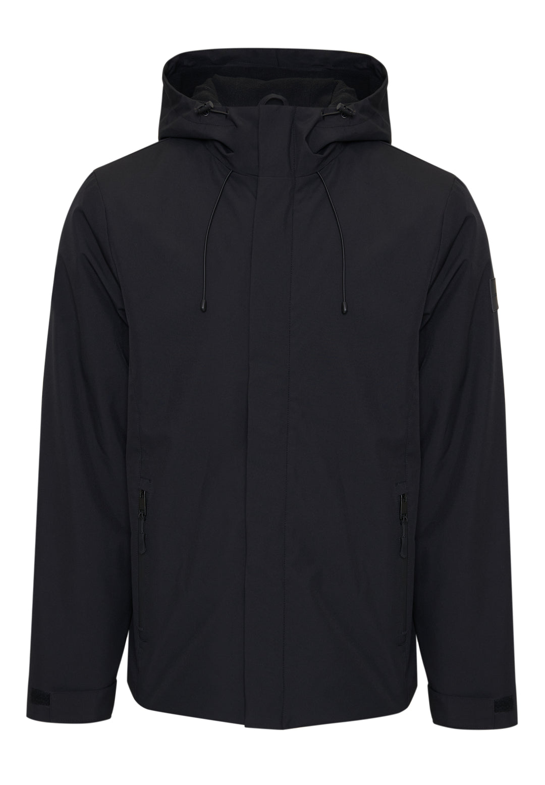 Black Showerproof Hooded Microfleece Lined Jacket