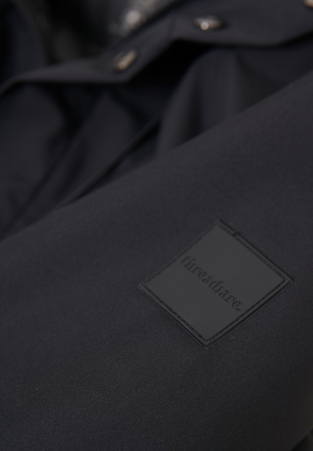 Black Showerproof Hooded Microfleece Lined Jacket