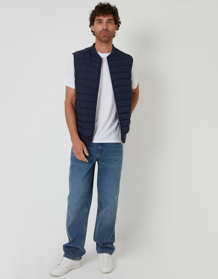 Navy Quilted Hybrid Gilet