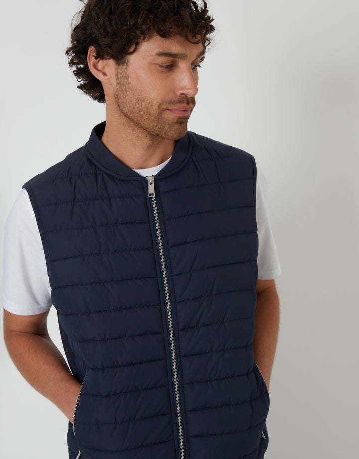 Navy Quilted Hybrid Gilet
