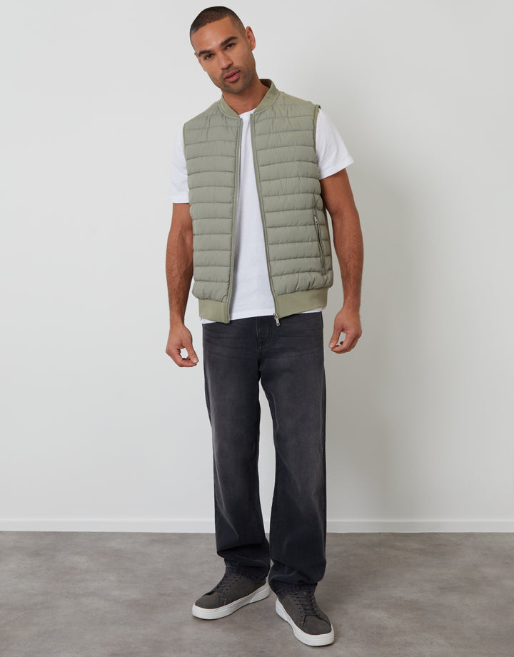Sage Green Quilted Hybrid Gilet