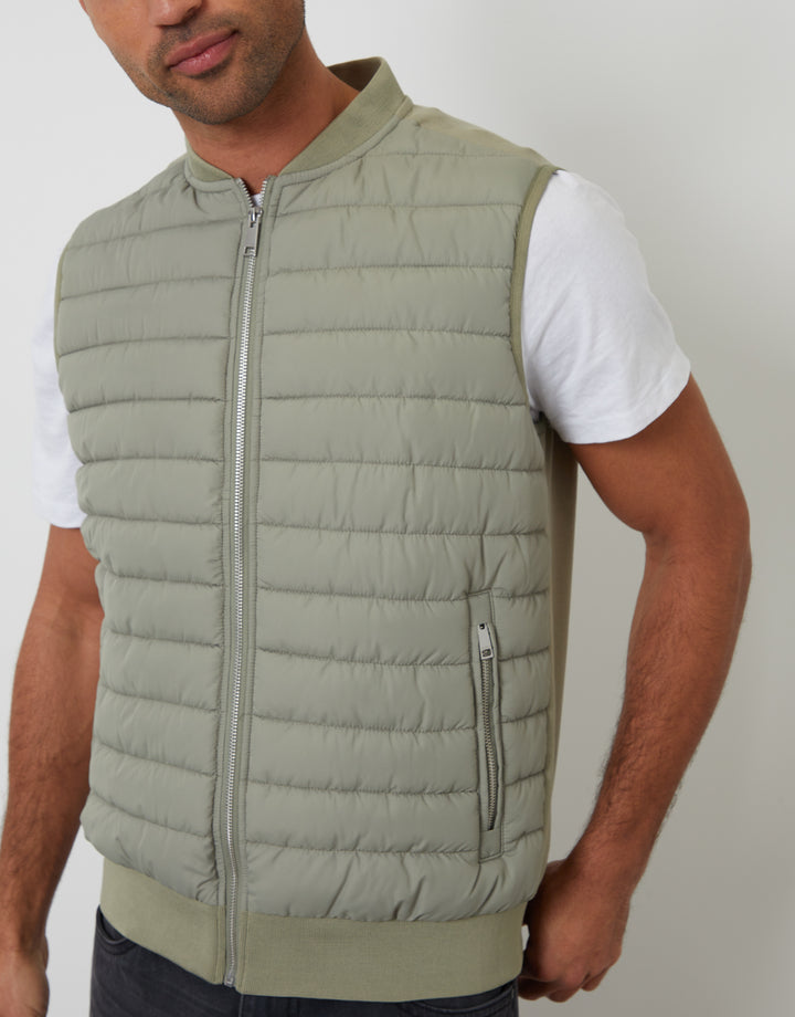Sage Green Quilted Hybrid Gilet