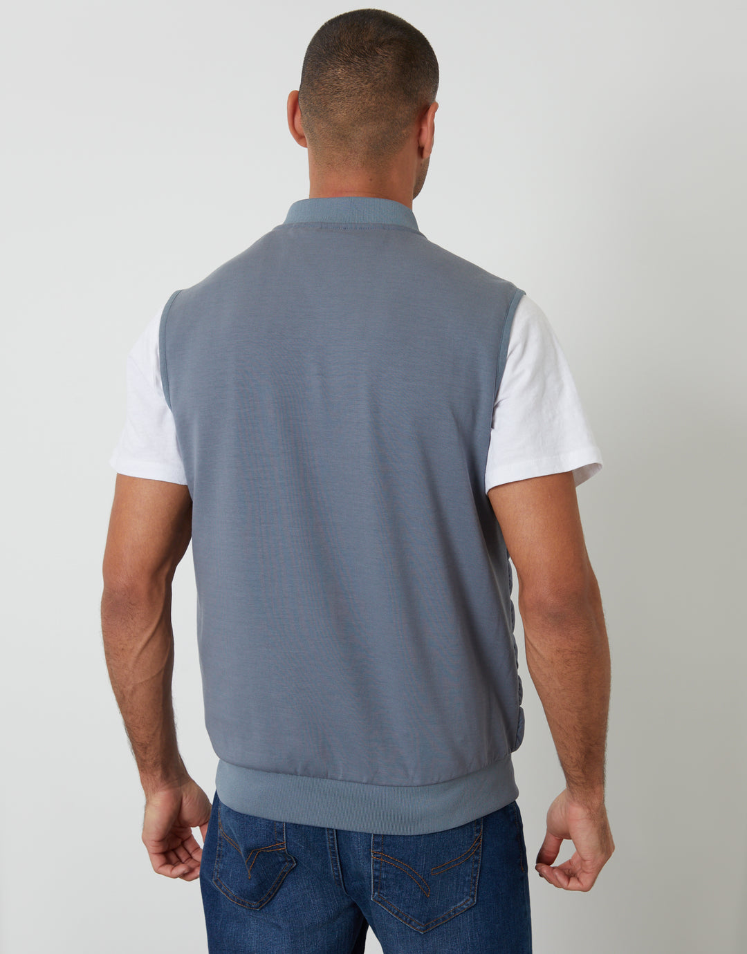 Denim Blue Quilted Hybrid Gilet