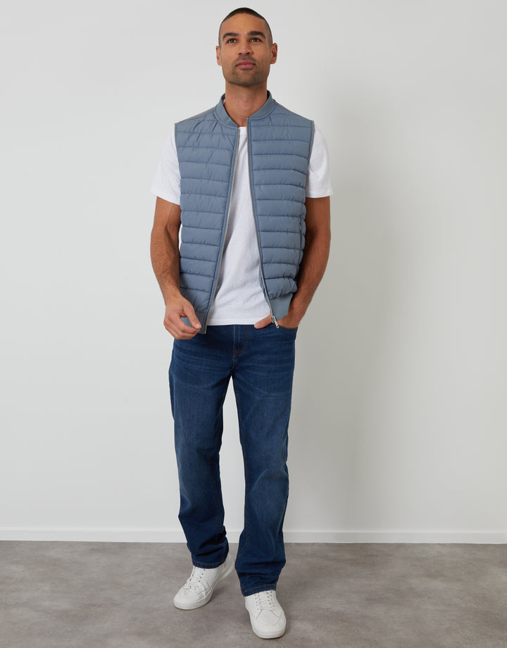 Denim Blue Quilted Hybrid Gilet