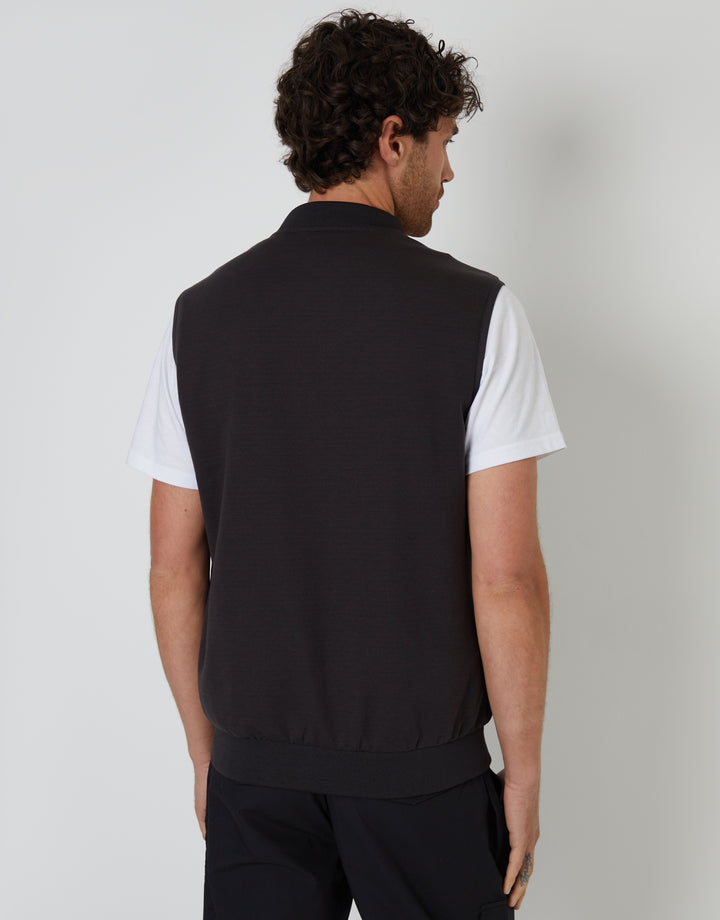 Black Quilted Hybrid Gilet