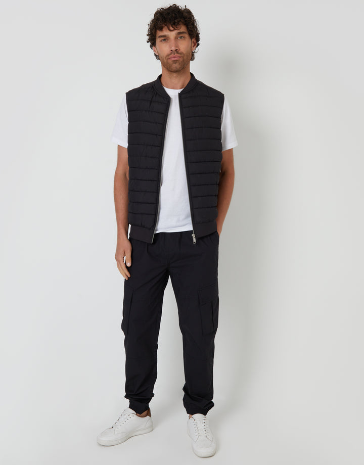 Black Quilted Hybrid Gilet