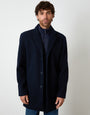 Navy Faux Wool Mock Layer Longline Mac
