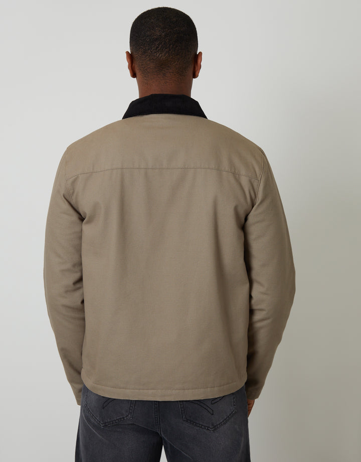 Mushroom Zip-Through Lightweight Jacket With Quilting