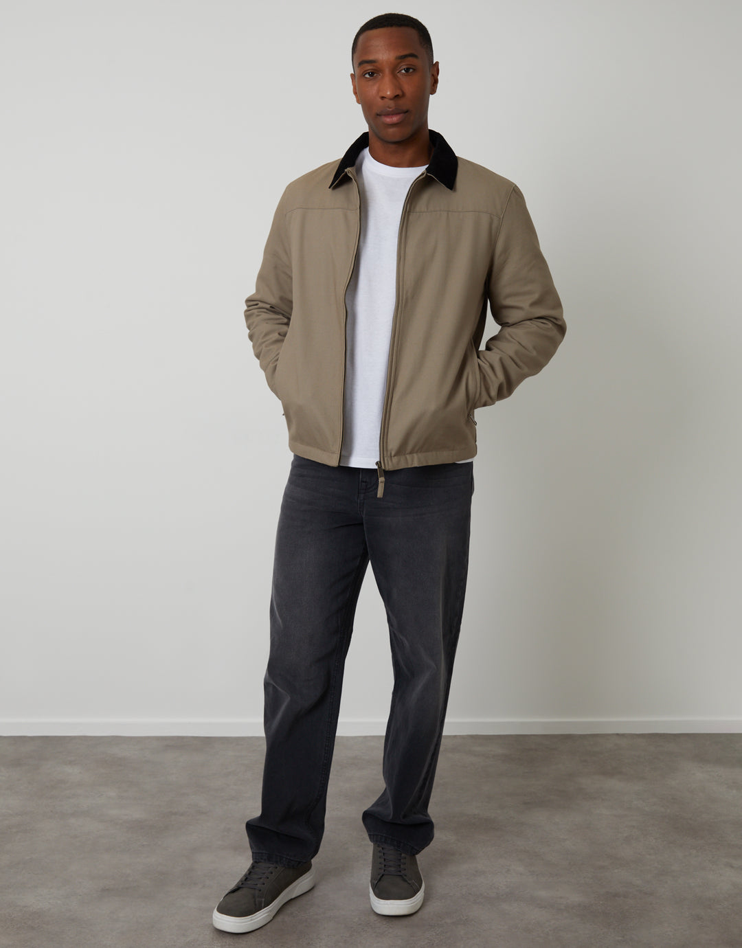 Mushroom Zip-Through Lightweight Jacket With Quilting