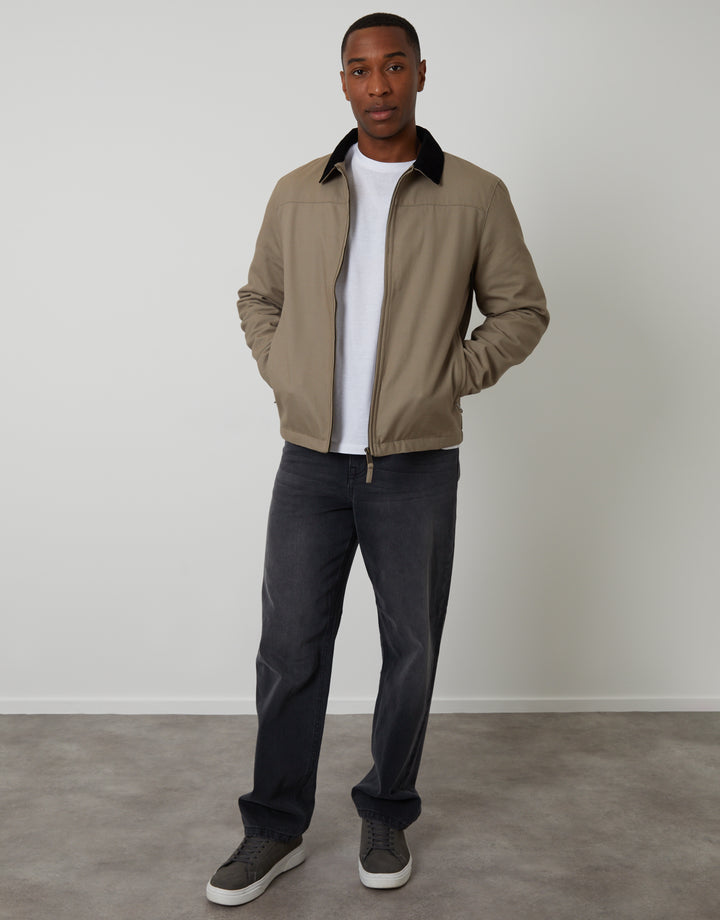 Mushroom Zip-Through Lightweight Jacket With Quilting