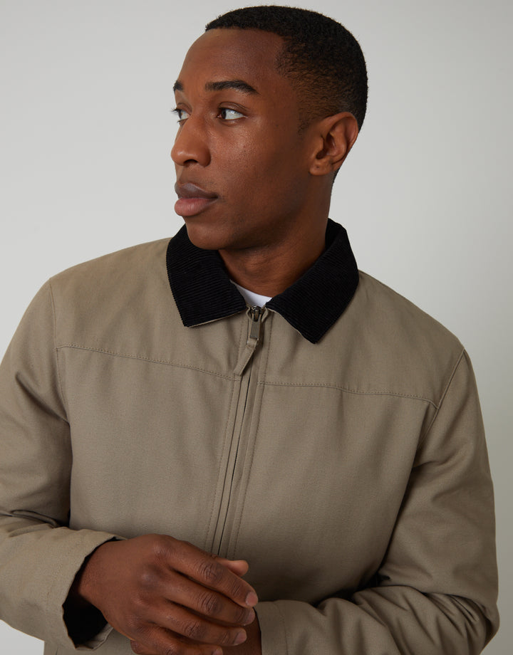 Mushroom Zip-Through Lightweight Jacket With Quilting