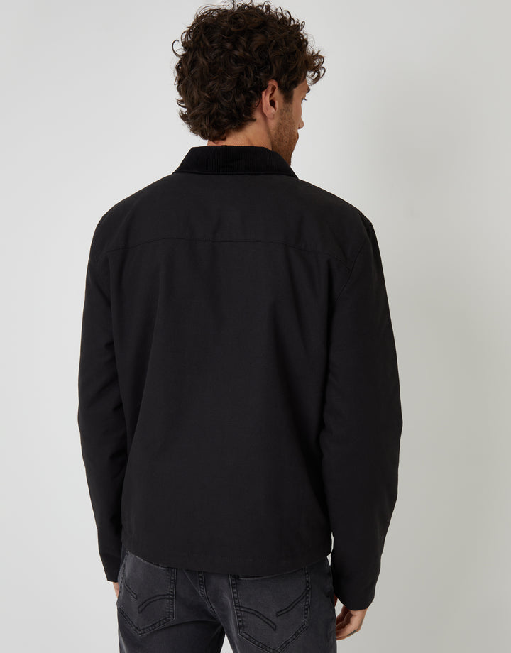 Black Zip-Through Lightweight Jacket With Quilting