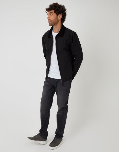 Threadbare Zip-Through Lightweight Jacket With Quilting in Black - full body