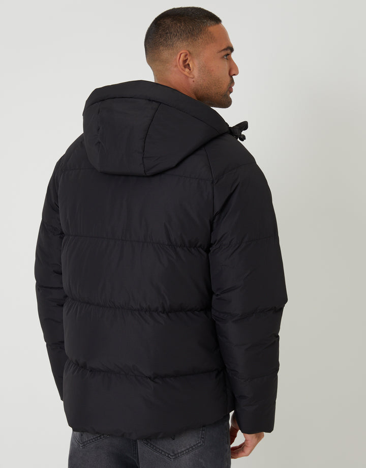 Black Ripstop Hooded Padded Coat
