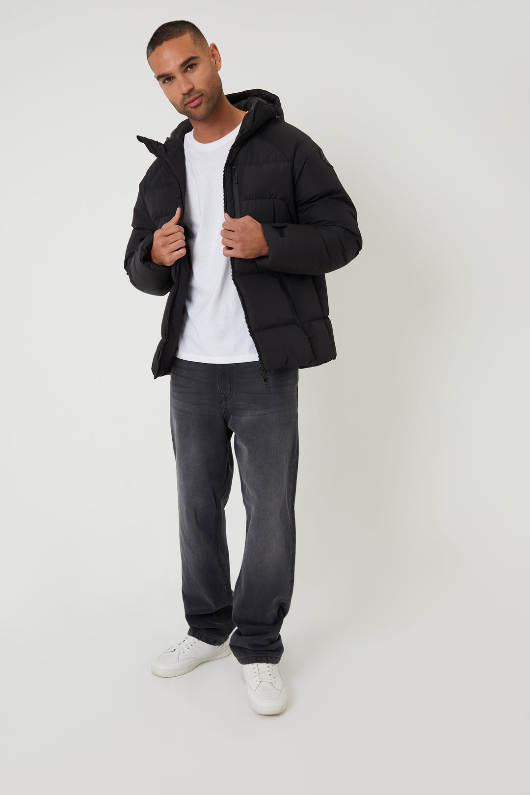 Black Ripstop Hooded Padded Coat