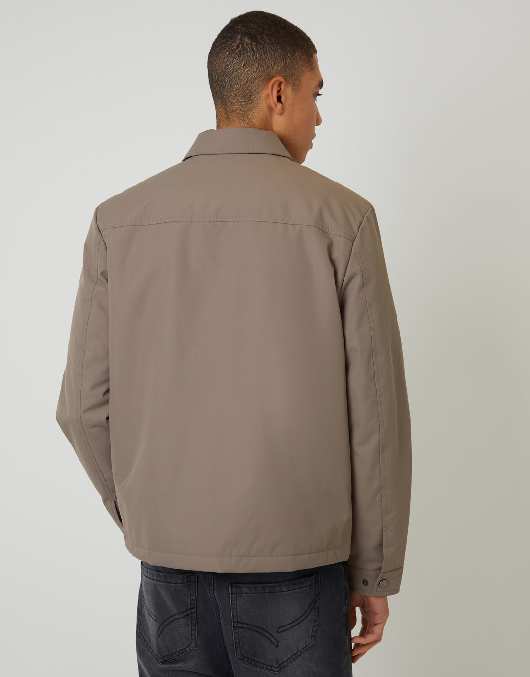 Taupe Showerproof Lightweight Collared Zip Up Jacket