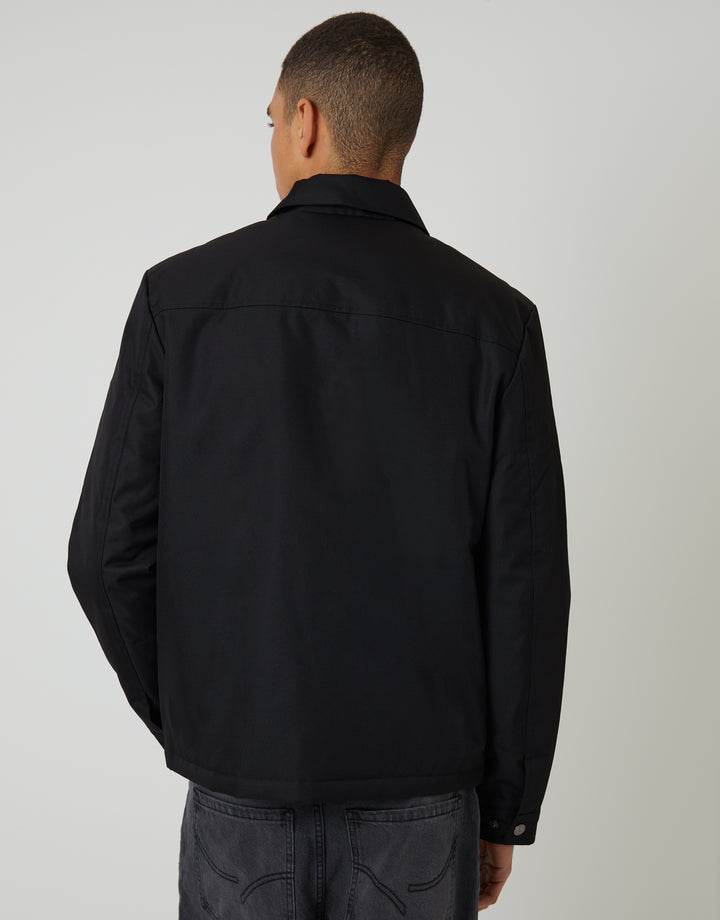 Black Showerproof Lightweight Collared Zip Up Jacket