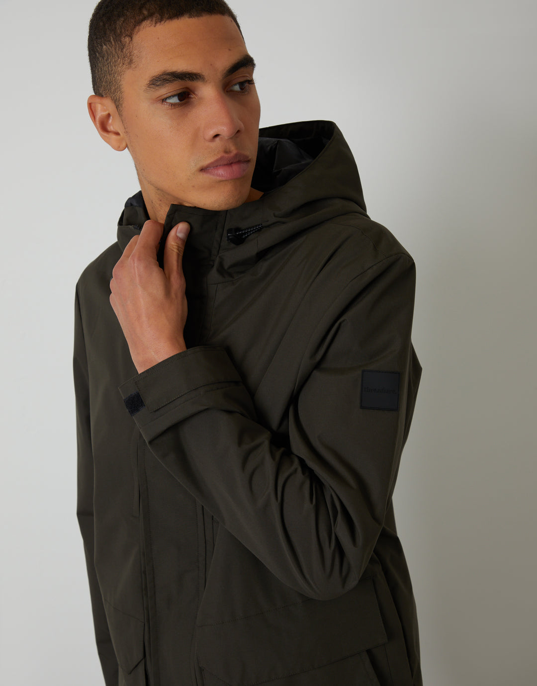 Khaki Green Showerproof Hooded Coat
