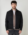 Threadbare Showerproof Lightweight Zip Up Jacket With Collar in Black - front view