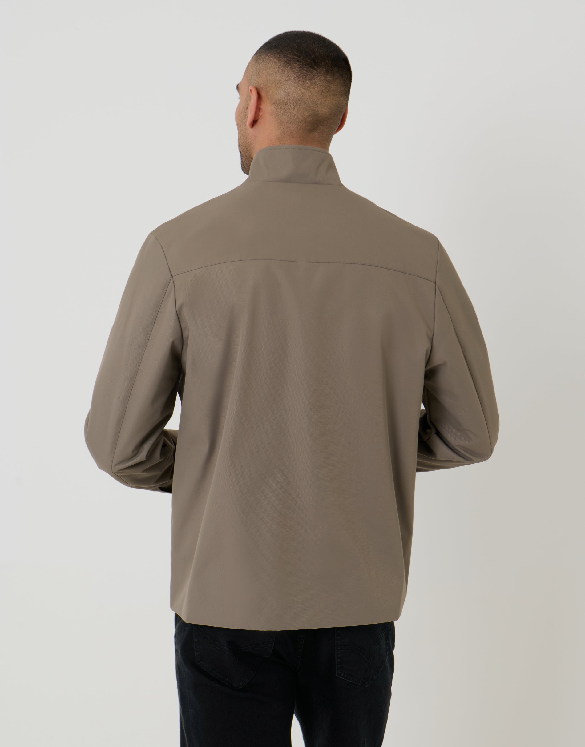Threadbare Men's Taupe Showerproof Zip Up Harrington Jacket