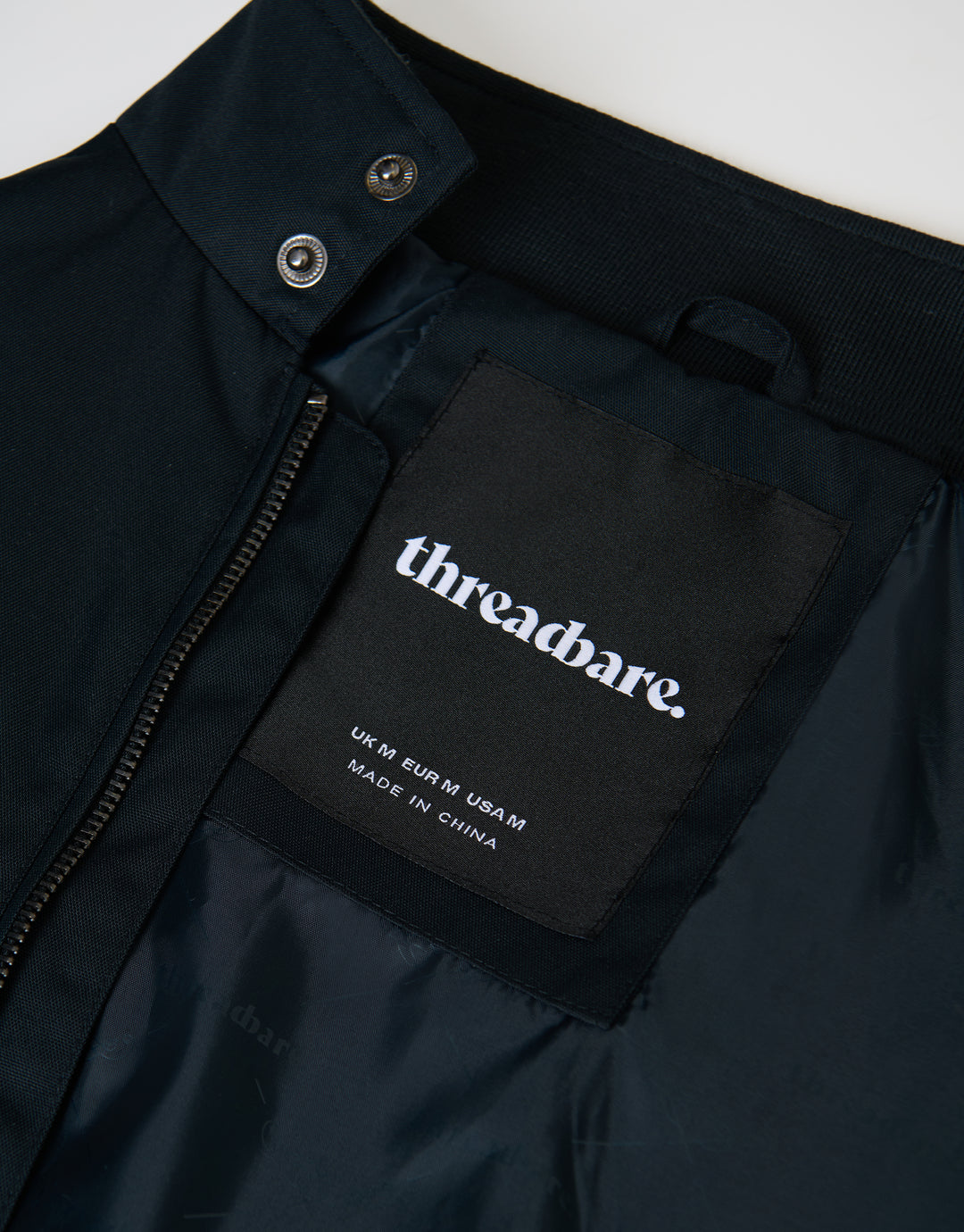 Navy Showerproof Zip Up Harrington Jacket