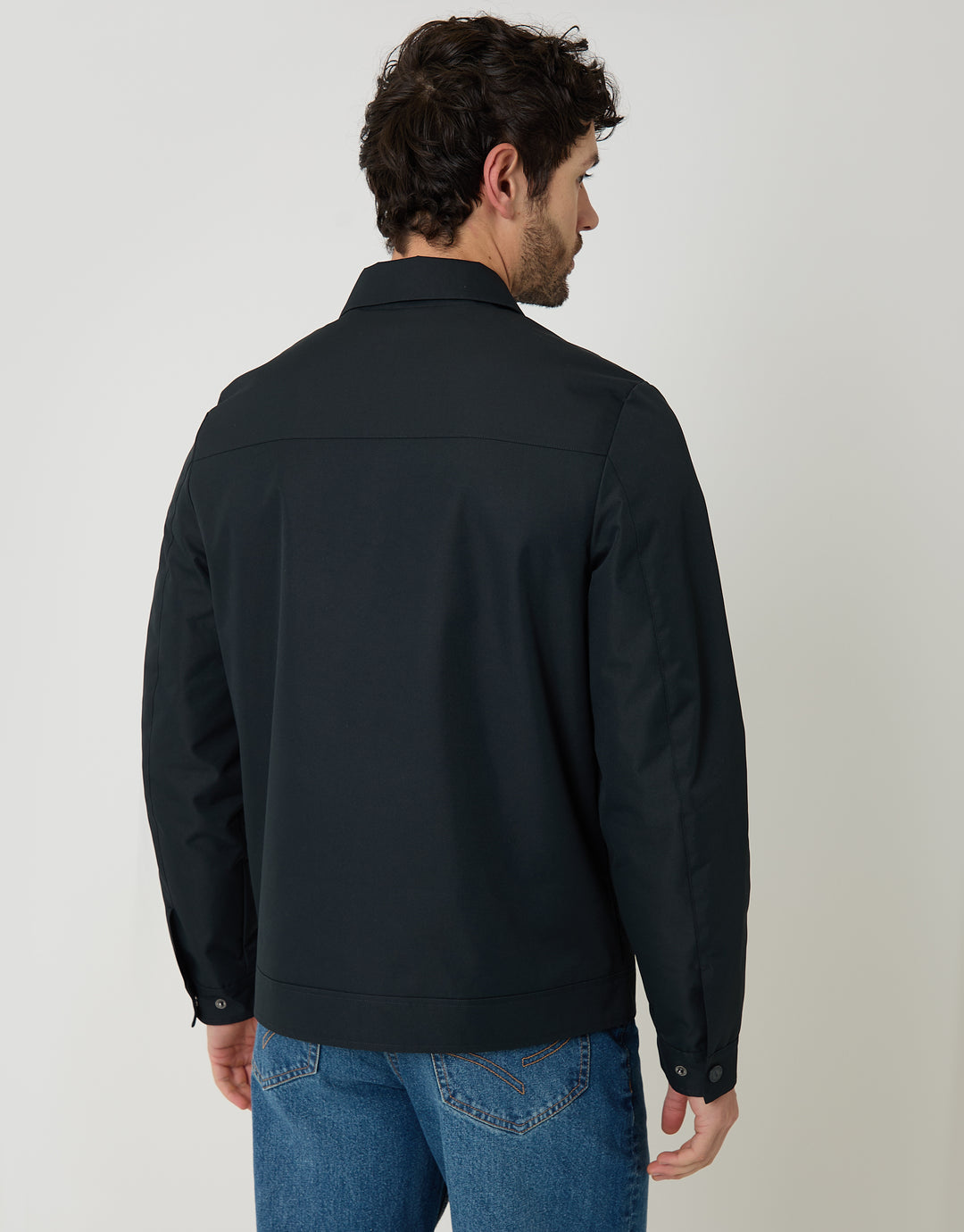 Navy Showerproof Lightweight Collared Zip Through Jacket
