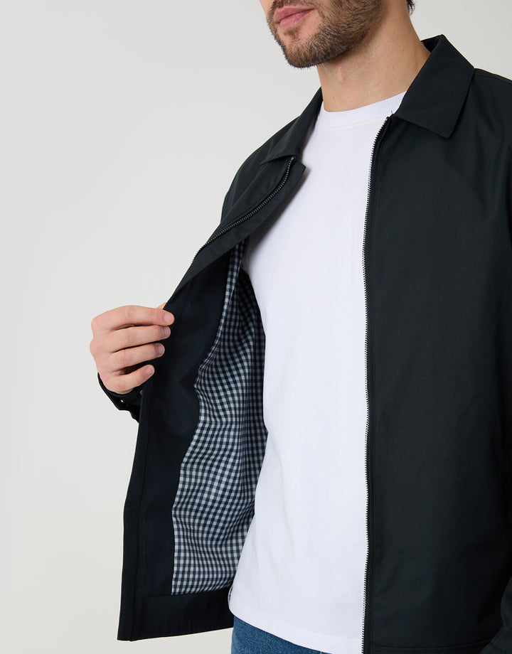 Navy Showerproof Lightweight Collared Zip Through Jacket