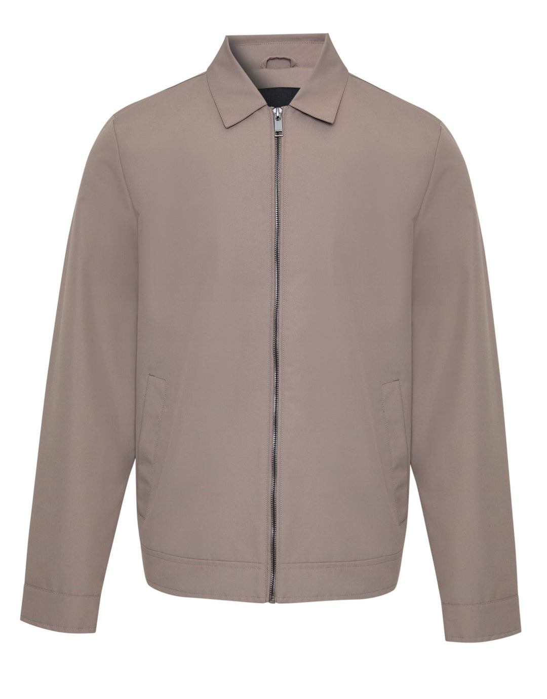 Showerproof Lightweight Collared Zip Through Jacket in Taupe