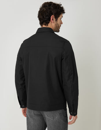 Showerproof Lightweight Collared Zip Through Jacket in Black - back view