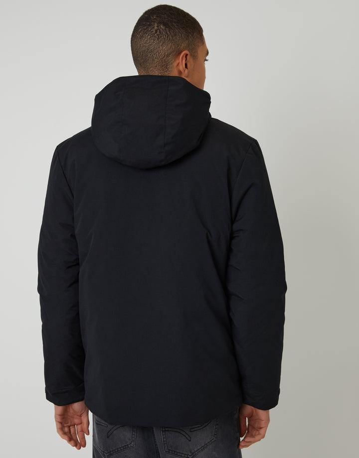 Black Showerproof Microfleece Lined Padded Coat