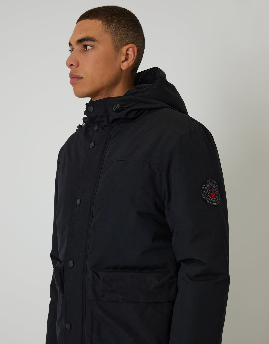 Black Showerproof Microfleece Lined Padded Coat