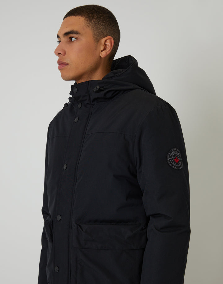 Black Showerproof Microfleece Lined Padded Coat