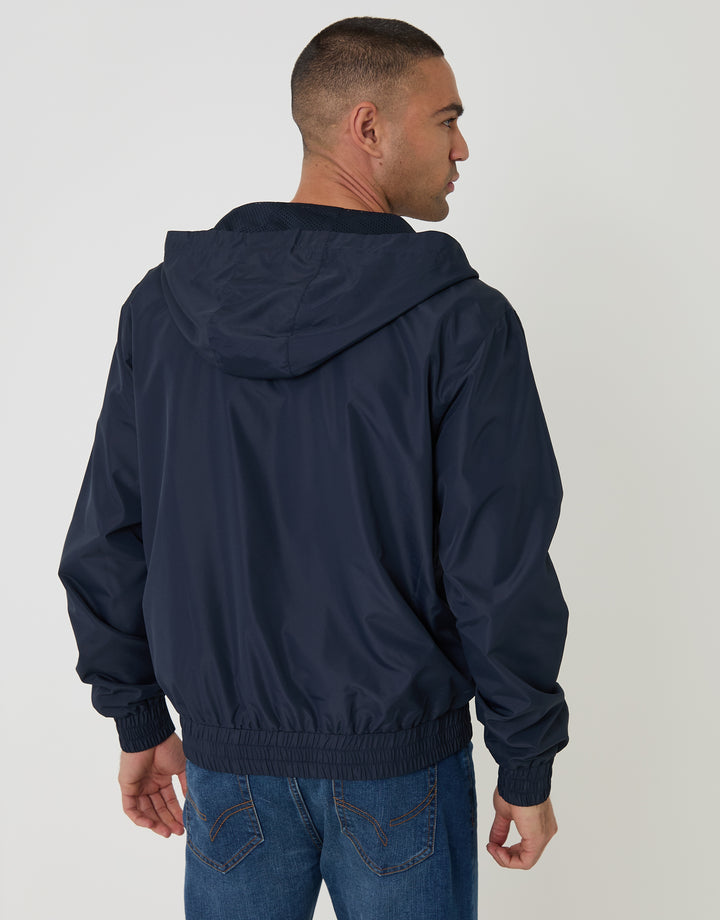 Threadbare Lightweight Hooded Jacket in Navy - back view