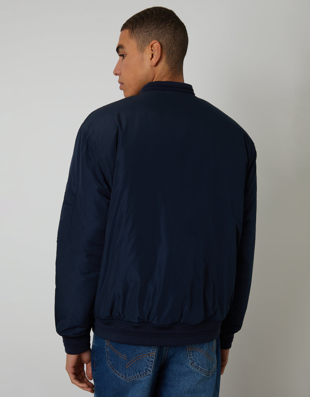 Navy Padded Bomber Jacket